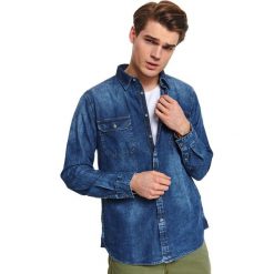 Koszula denim comfort fit. Niebieskie koszule męskie Top Secret, na wiosnę, m, bez wzorów, z jeansu, klasyczne, z klasycznym kołnierzykiem, z długim rękawem. Za 129,99 zł.