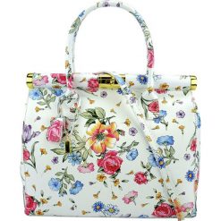 Torebki klasyczne damskie: Skórzana torebka „Latina” z kolorowym wzorem – 34 x 26 x 16 cm