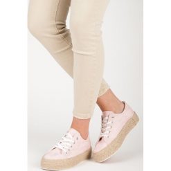 Espadryle damskie: Różowe espadryle na wiązanie DARCY