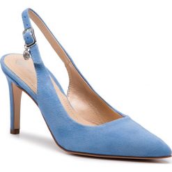 Sandały SOLO FEMME - 75414-88-I53/000-05-00 Błękitny. Niebieskie klapki damskie Solo Femme, z aplikacjami, ze skóry, bez obcasa, na obcasie. W wyprzedaży za 239,00 zł.