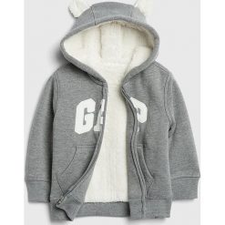 Bluza w kolorze szarym. Szare bluzy niemowlęce Gap Kids, z aplikacjami, bez rękawów, bez kaptura. W wyprzedaży za 67,95 zł.