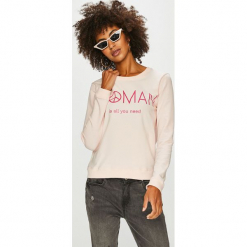 Answear - Bluza. Różowe bluzy damskie ANSWEAR, s, z nadrukiem, z dzianiny, bez rękawów, bez kaptura. W wyprzedaży za 49,90 zł.