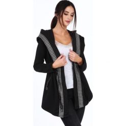 Blezer z kapturem czarny RR1890. Czarne swetry damskie Fasardi, s, bez wzorów, bez rękawów. Za 179,00 zł.