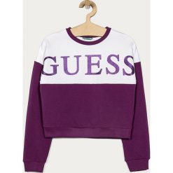 Guess Jeans - Bluza dziecięca 116-175 cm. Różowe bluzy dziewczęce Guess Jeans, z nadrukiem, z bawełny, bez rękawów, bez kaptura. Za 179,90 zł.