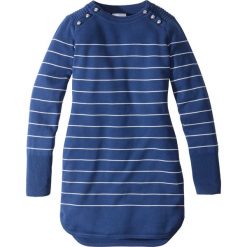 Sukienka shirtowa bonprix ciemnoniebiesko-dymny bez z nadrukiem. Białe sukienki damskie bonprix, z nadrukiem, bez kołnierzyka, bez rękawów. Za 109,99 zł.