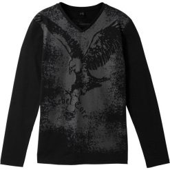 Shirt chłopięcy z długim rękawem bonprix czarny. Czarne t-shirty chłopięce bonprix, z nadrukiem, z długim rękawem. Za 27,99 zł.