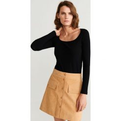 Mango - Longsleeve Guada. Zielone bluzki damskie Mango, s, bez wzorów, z elastanu, z okrągłym kołnierzem. Za 69,90 zł.