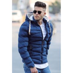 Kurtka męska ELVIN BLUE. Niebieskie płaszcze męskie Kurtka męska ELVIN BLUE, na zimę, s, bez wzorów, bez kaptura. W wyprzedaży za 189,00 zł.