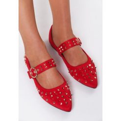 Czerwone Balerinki Like A Star. Czerwone baleriny damskie Renee, bez wzorów, retro, bez obcasa, na płaskiej podeszwie. Za 59,99 zł.