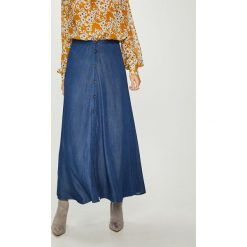 Answear - Spódnica Heritage. Niebieskie spódniczki damskie ANSWEAR, s, z wiskozy, casualowe, midi, rozkloszowane. W wyprzedaży za 59,90 zł.