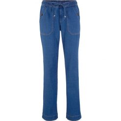 Dżinsy z gumką w talii WIDE FIT bonprix niebieski. Niebieskie jeansy damskie bonprix, bez wzorów, z jeansu. Za 44,99 zł.