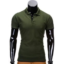 KOSZULKA MĘSKA POLO BEZ NADRUKU S758 - CIEMNOZIELONA. Zielone koszulki polo Ombre Clothing, m, z nadrukiem. Za 29,00 zł.