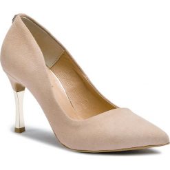 Szpilki R.POLAŃSKI - 0982 Beż Zamsz. Brązowe półbuty damskie R.Polański, z aplikacjami, ze skóry, eleganckie, bez obcasa, na obcasie, bez zapięcia. Za 249,00 zł.