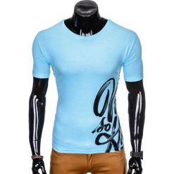 T-SHIRT MĘSKI Z NADRUKIEM S992 - NIEBIESKI. Niebieskie t-shirty męskie z nadrukiem Ombre Clothing, m. Za 29,00 zł.
