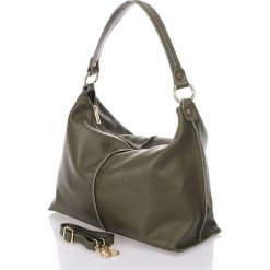 Torebki klasyczne damskie: Skórzana torebka w kolorze khaki – 33 x 27 x 13 cm