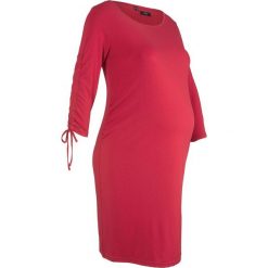 Sukienka ciążowa shirtowa bonprix ciemnoczerwony. Czerwone sukienki damskie marki bonprix, z okrągłym kołnierzem, moda ciążowa. Za 54,99 zł.