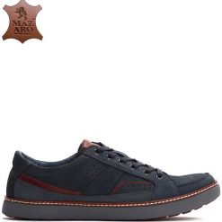 Niebieskie Skórzane Półbuty Anatol. Niebieskie derby męskie Born2be, ze skóry, na sznurówki. Za 139,99 zł.