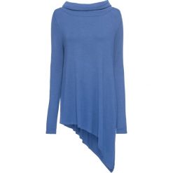 Sweter z dłuższym bokiem bonprix jasny indygo. Niebieskie golfy damskie bonprix. Za 49,99 zł.