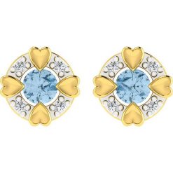 Złote kolczyki-wkrętki z diamentami i syntetycznym akwamarynem. Żółte kolczyki damskie Art of Diamond & Co., z diamentem, złote. W wyprzedaży za 439,95 zł.