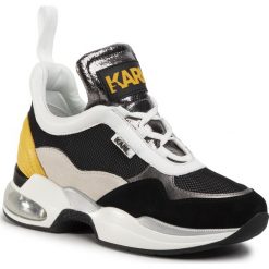Sneakersy KARL LAGERFELD - KL61739 Dk Gry Lth/Txt W/Yellow. Czarne półbuty damskie KARL LAGERFELD, ze skóry. Za 1049,00 zł.