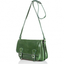 Skórzana torebka w kolorze zielonym - 26,5 x 19 x 8 cm. Zielone torebki klasyczne damskie marki I MEDICI FIRENZE, w paski, z materiału. W wyprzedaży za 347,95 zł.