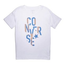 T-shirt w kolorze białym. Białe t-shirty męskie Converse, m, z nadrukiem, z okrągłym kołnierzem. W wyprzedaży za 79,95 zł.