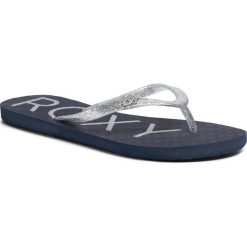 Japonki ROXY - ARJL100873 NVY. Szare klapki damskie Roxy, z aplikacjami, z tworzywa sztucznego, bez obcasa. Za 79,00 zł.