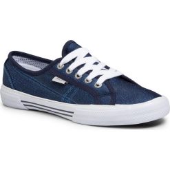 Tenisówki PEPE JEANS - Aberlady Crystal PLS30950 Dark Blue 581. Niebieskie półbuty damskie Pepe Jeans, bez wzorów, z jeansu, bez zapięcia. W wyprzedaży za 169,00 zł.