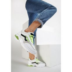 Biało-Limonkowe Sneakersy Glossiness. Białe sneakersy damskie Renee. W wyprzedaży za 64,99 zł.