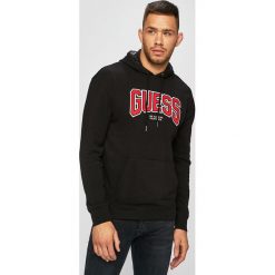 Guess Jeans - Bluza. Szare bluzy męskie Guess Jeans, s, z aplikacjami, z bawełny, z kapturem, bez rękawów, z kapturem. Za 369,90 zł.