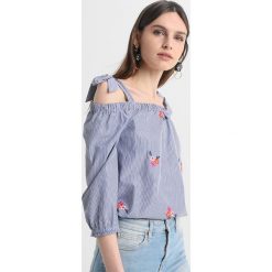 Bluzki asymetryczne: Dorothy Perkins Tall FLORAL STRIPE EMBROID BARDOT Bluzka navy