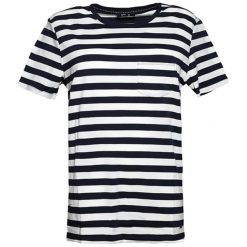 T-shirt w kolorze granatowo-jasnoniebieskim ze wzorem. Niebieskie t-shirty męskie Pepe Jeans, Mexx, Pierre Cardin, m, w paski, z bawełny, z okrągłym kołnierzem. W wyprzedaży za 94,95 zł.