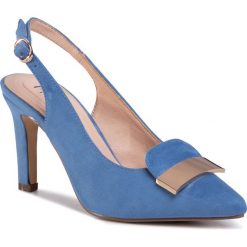 Sandały MENBUR - 21403 Jeans 0051. Niebieskie klapki damskie Menbur, z aplikacjami, z jeansu, bez obcasa, na obcasie. W wyprzedaży za 169,00 zł.