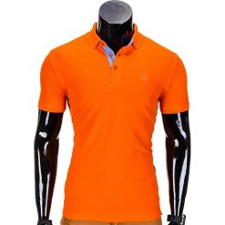 Koszulka męska polo bez nadruku S837 - pomarańczowa. Pomarańczowe koszulki męskie Ombre Clothing, s, z nadrukiem, klasyczne, bez rękawów. Za 19,00 zł.