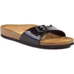 Klapki BIRKENSTOCK - Madrid 040303 Czarny. Czarne klapki damskie Birkenstock, bez wzorów, ze skóry ekologicznej, bez obcasa. Za 249,00 zł.