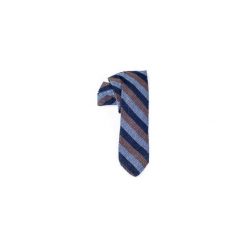 KRAWAT LNIANY BROWN STRIPS. Brązowe krawaty męskie marki R3s men's accessories, ze lnu. Za 74,00 zł.