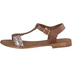 Tamaris Sandały Damskie Sera 41 Brązowy. Pomarańczowe sandały damskie Tamaris, bez wzorów, z materiału, eleganckie, na wysokim obcasie, bez zapięcia. W wyprzedaży za 174,00 zł.