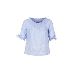 Bluzki Betty London GARZ. Niebieskie bluzki damskie Betty London, s, bez wzorów, bez kołnierzyka, bez rękawów. Za 127,20 zł.