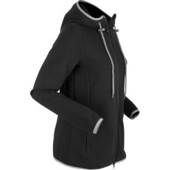 Bluza rozpinana w prążek, długi rękaw bonprix czarny. Czarne bluzy damskie bonprix, bez wzorów, z długim rękawem, długie, bez kaptura. Za 59,99 zł.