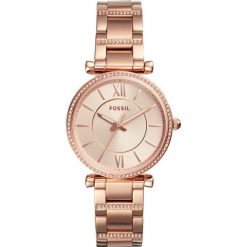 Fossil CARLIE Zegarek rose goldcoloured. Różowe zegarki damskie marki Fossil, szklane. W wyprzedaży za 636,65 zł.