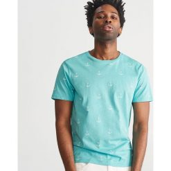 T-shirt z mikroprintem - Zielony. Zielone t-shirty męskie marki Reserved, s, bez wzorów, bez kołnierzyka. Za 39,99 zł.