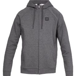 Under Armour Rival Fleece Fz Hoodie 1320737-020. Szare bluzy męskie Under Armour, m, bez wzorów, z bawełny, bez kołnierzyka, bez rękawów, bez kaptura. W wyprzedaży za 199,99 zł.