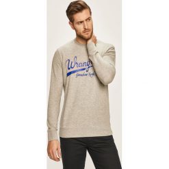 Wrangler - Bluza. Szare bluzy męskie Wrangler, s, z nadrukiem, z bawełny, z okrągłym kołnierzem, bez rękawów, bez kaptura. W wyprzedaży za 189,90 zł.