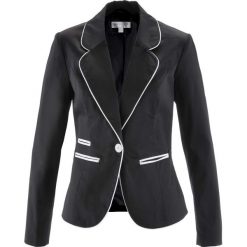Żakiet ze stretchem bonprix czarno-biały. Czarne żakiety damskie bonprix, bez wzorów. Za 129,99 zł.