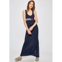Tommy Hilfiger - Sukienka. Szare długie sukienki TOMMY HILFIGER, na co dzień, l, z nadrukiem, z dzianiny, casualowe, z okrągłym kołnierzem, proste. W wyprzedaży za 219,90 zł.