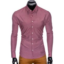 KOSZULA MĘSKA ELEGANCKA Z DŁUGIM RĘKAWEM K424 - CZERWONA. Czerwone koszule męskie marki Ombre Clothing, m, z długim rękawem. Za 49,00 zł.