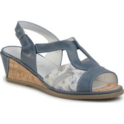 Sandały COMFORTABEL - 711033 Cobalt 5. Niebieskie klapki damskie Comfortabel, bez wzorów, ze skóry, bez obcasa, na obcasie. Za 269,00 zł.