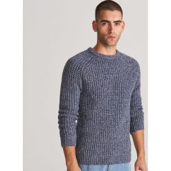 Sweter o grubym splocie - Granatowy. Niebieskie swetry męskie Reserved, s, bez wzorów, ze splotem, bez kołnierzyka, bez kaptura. Za 159,99 zł.