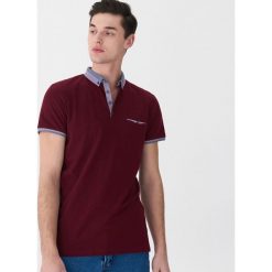 Koszulka polo z kontrastowymi wstawkami - Bordowy. Czerwone koszulki męskie House, s, bez wzorów, polo, bez rękawów. Za 59,99 zł.
