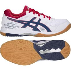 Buty do siatkówki Asics Gel Rocket 8 M B706Y-100. Białe buty sportowe męskie Asics, z gumy, bez zapięcia, do siatkówki. W wyprzedaży za 329,00 zł.